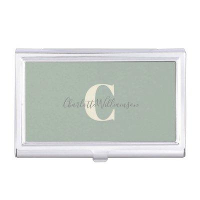 Simple Personalized Monogram and Name in Sage  Case