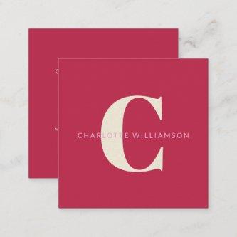 Simple Personalized Monogram Name Pink Red Modern Square