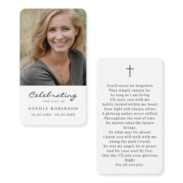 Simple Photo Funeral Sympathy Prayer Card