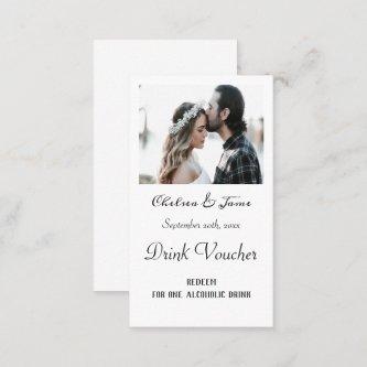 Simple Photo Wedding Drink Ticket Cards