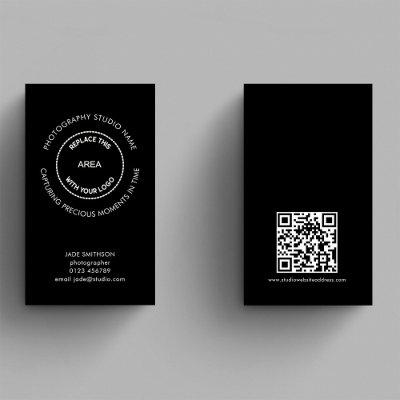 Simple Photography Studio QR Code Logo Quote Black