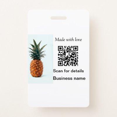 Simple pineapple fruit food q r code business deta badge