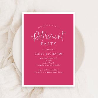 Simple Pink Calligraphy Script Retirement Party Invitation