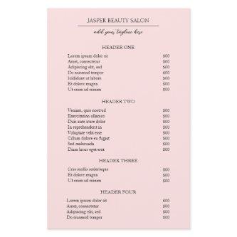 Simple Pink Elegant Modern Business Price List