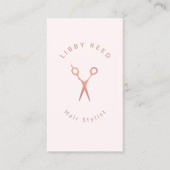 Simple Pink Modern Hairdresser Rose Gold Scissors