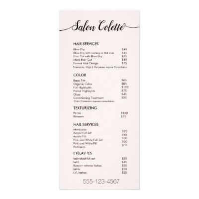 Simple Pink Script Salon Spa Service Menu
