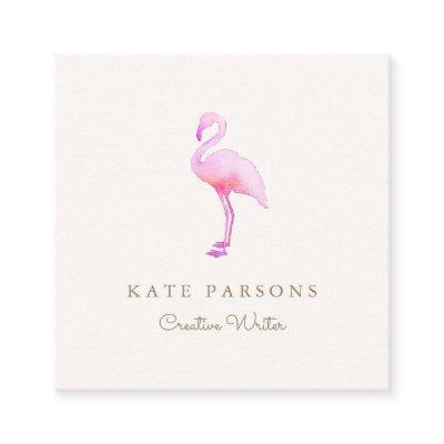 Simple Pink Watercolor Flamingo  Square