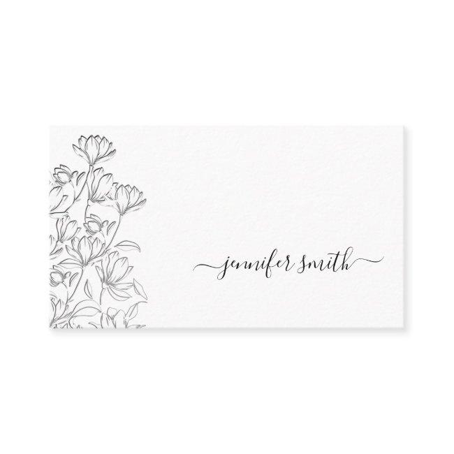 Simple Plain Black and White Flower Drawing Floral