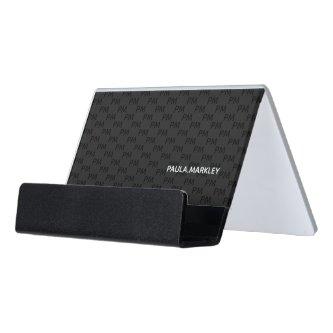 Simple Plain Black Gray Modern Monogram Pattern Desk  Holder