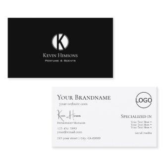 Simple Plain Black White with Monogram and Logo