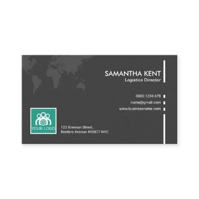 Simple Plain Grey World Map Logistics Director