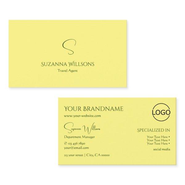 Simple Plain Light Yellow with Monogram and Logo