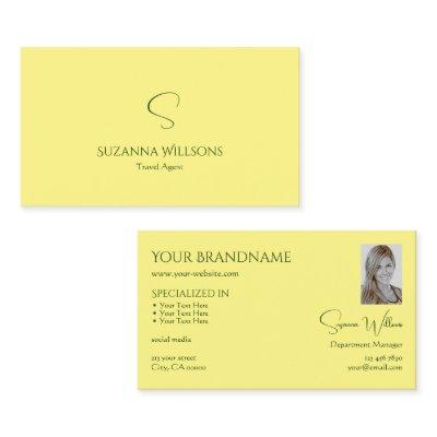 Simple Plain Light Yellow with Monogram and Photo