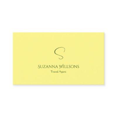Simple Plain Light Yellow with Monogram Classic