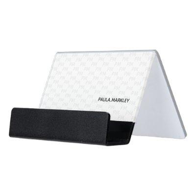 Simple Plain White Gray Monogram Pattern Modern Desk  Holder