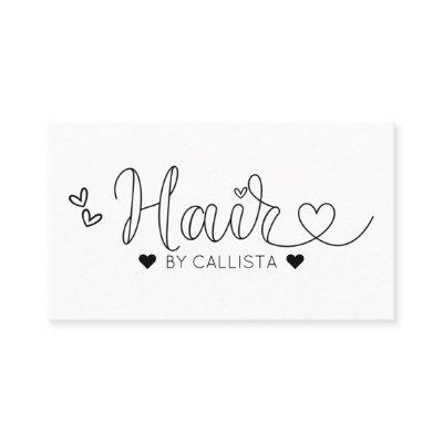 Simple Pretty Black White Hearts Typography Hair