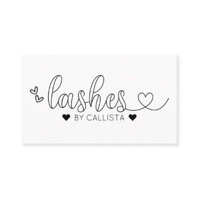 Simple Pretty Black White Hearts Typography Lashes