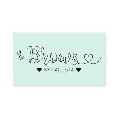 Simple Pretty Mint Green Hearts Typography Brows