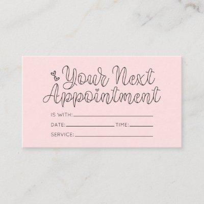 Simple Pretty Pink Hearts Typography Appointment