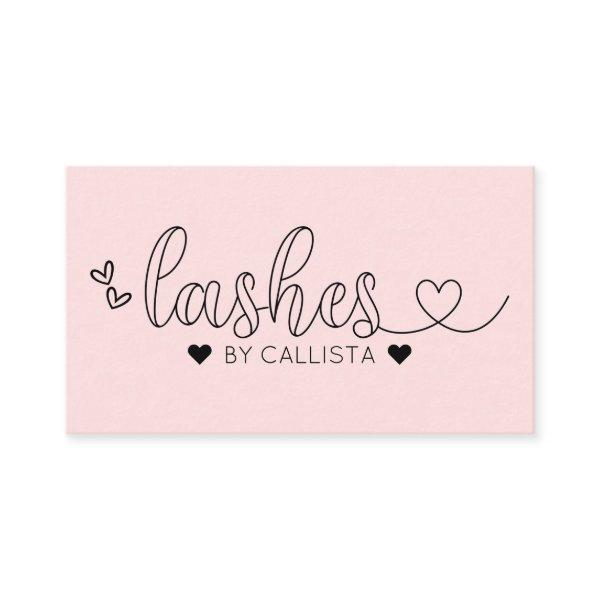 Simple Pretty Pink Hearts Typography Lashes