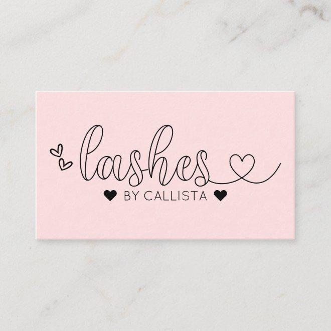 Simple Pretty Pink Hearts Typography Lashes