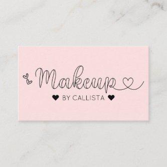 Simple Pretty Pink Hearts Typography Makeup Artist
