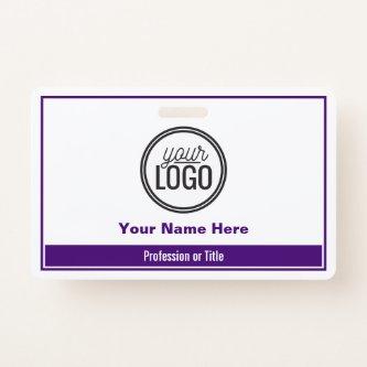 Simple Purple Color Block Professional Name Tag Badge