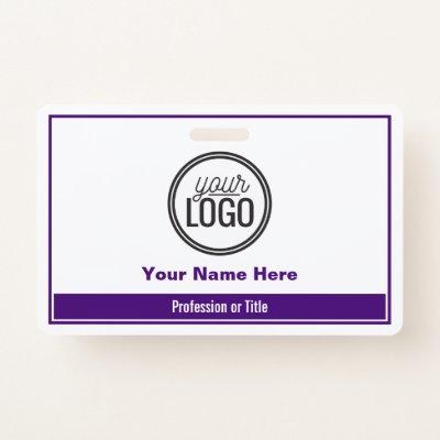 Simple Purple Color Block Professional Name Tag Badge