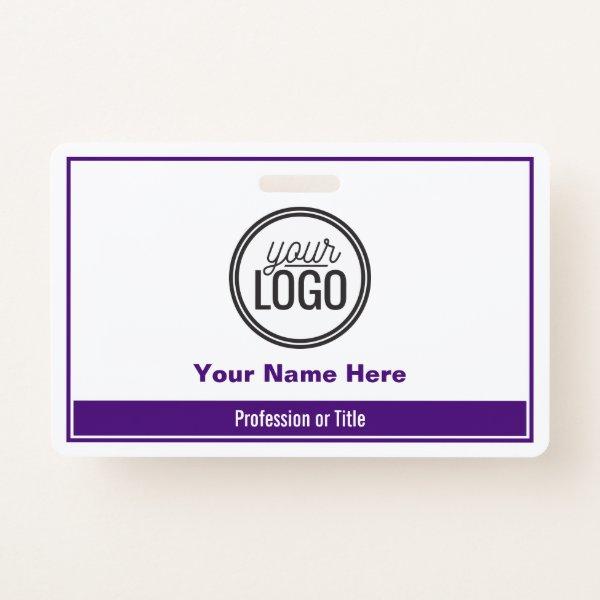 Simple Purple Color Block Professional Name Tag Badge