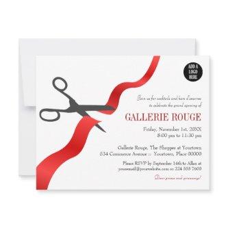 Simple Red Ribbon Cutting Grand Opening Invitation