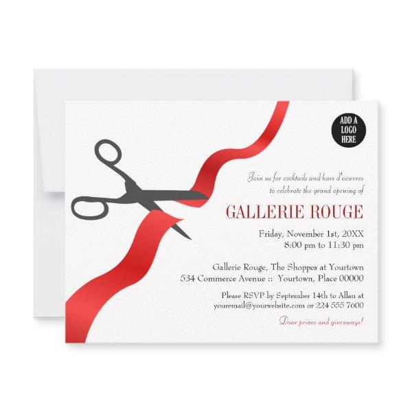 Simple Red Ribbon Cutting Grand Opening Invitation