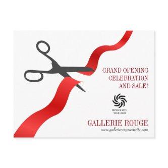 Simple Red Ribbon Cutting Grand Opening Postcard