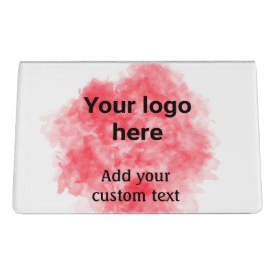 Simple red watercolor add your logo custom text mi desk  holder