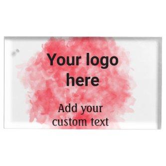 Simple red watercolor add your logo custom text mi place card holder