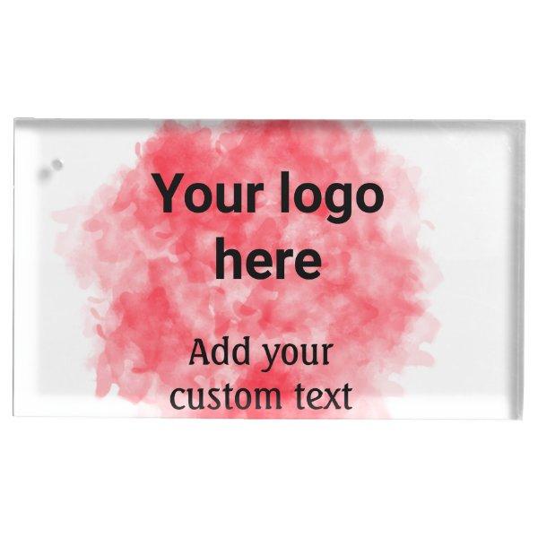 Simple red watercolor add your logo custom text mi place card holder