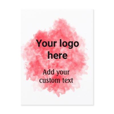 Simple red watercolor add your logo custom text mi postcard