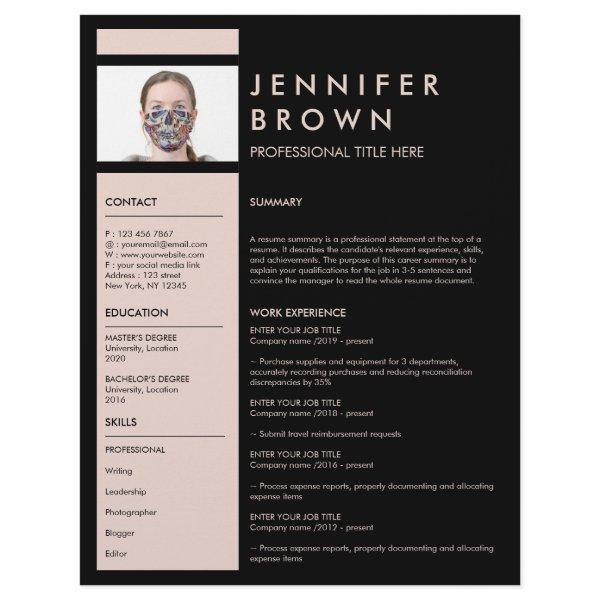 simple resume cv with photography