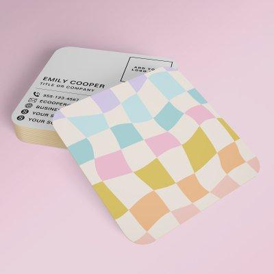 Simple Retro Groovy Checker Checkerboard Your Logo Square