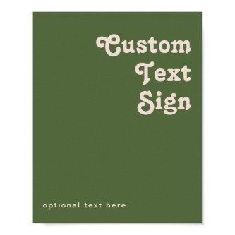 Simple Retro | Olive Green Cards and Gifts Custom  Poster