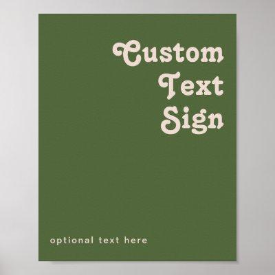 Simple Retro | Olive Green Cards and Gifts Custom  Poster