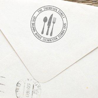 Simple Return Address Custom Silverware Self-inking Stamp