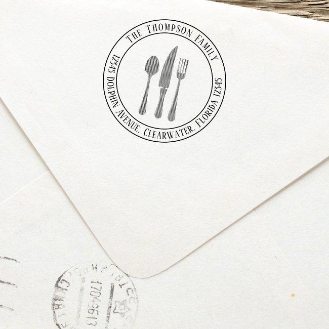 Simple Return Address Custom Silverware Self-inking Stamp