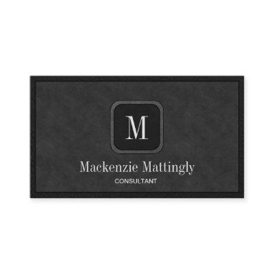 Simple Rustic Black Gray Vintage Leather Monogram