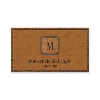 Simple Rustic Elegant Vintage Leather Monogram