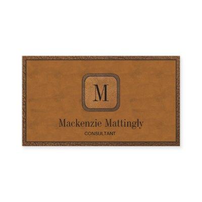 Simple Rustic Elegant Vintage Leather Monogram