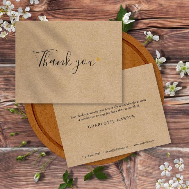 Simple Rustic Kraft Script Business Thank You Card