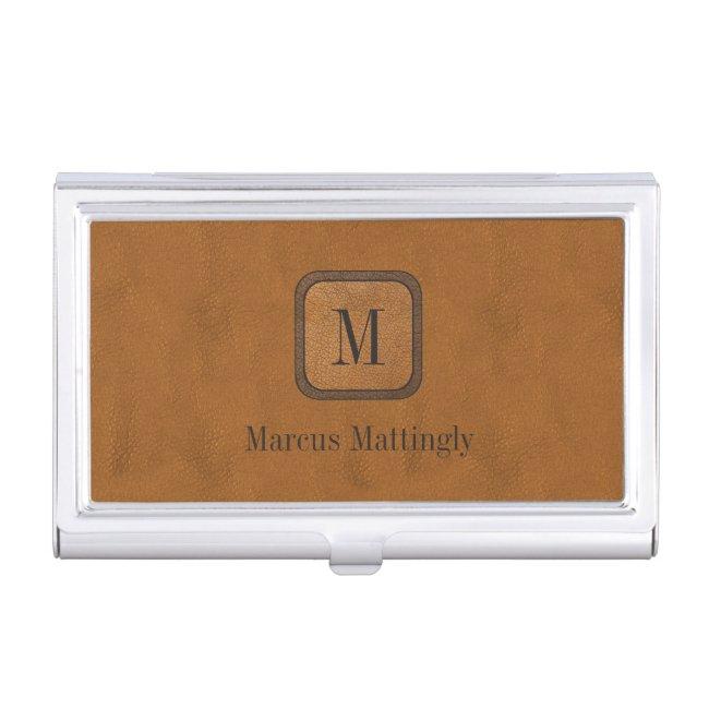 Simple Rustic Vintage Leather Chic Monogram Name Case
