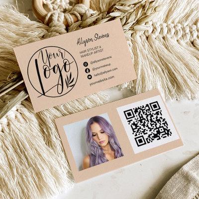 Simple sand black hair makeup photo logo qr code