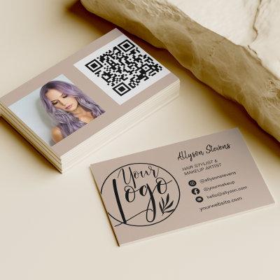 Simple sand tan hair makeup photo logo qr code