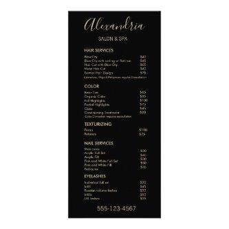 Simple Script Black Salon Service Menu